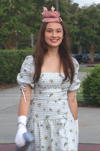 Belly's blue gingham square neck dress on The Summer I Turned Pretty