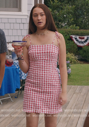 Belly's red check minidress on The Summer I Turned Pretty