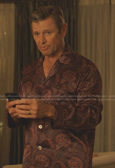 Blake's burgundy paisley pajamas on Dynasty