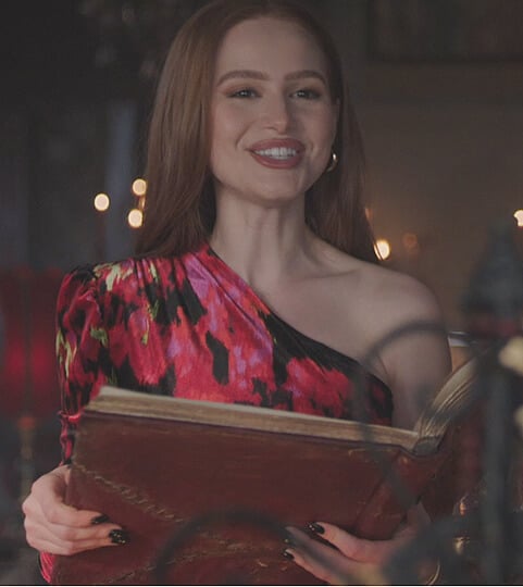 Cheryl's black floral one shoulder top on Riverdale