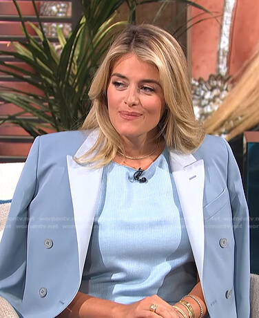 Daphne Oz's blue dress and double breasted blazer on E! News Daily Pop