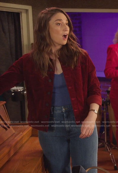 Dawn's red velvet jacket on Girls5eva