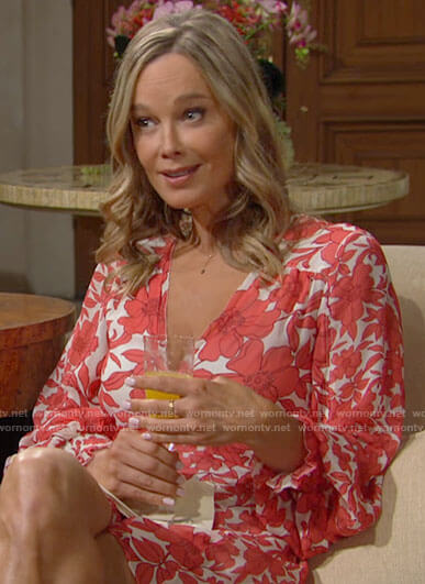 Donna's red floral romper on The Bold and the Beautiful