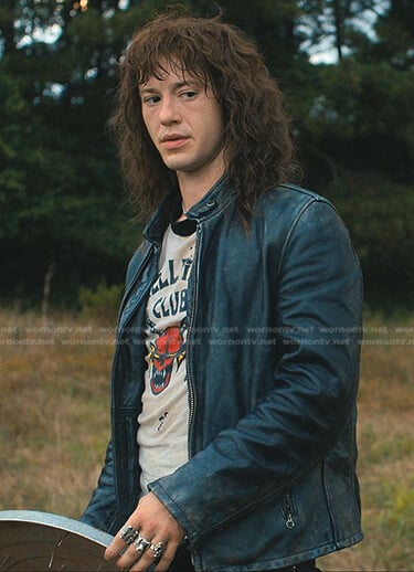 Eddie Munson's Hellfire Club tee on Stranger Things