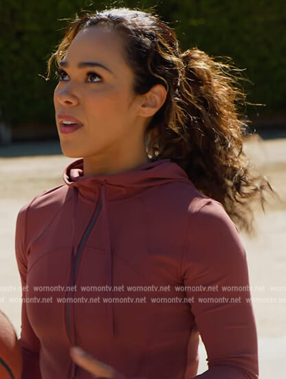 Emily's burgundy sports jacket on All Rise
