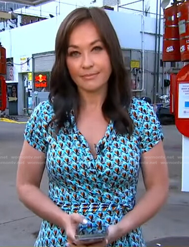 Eva's blue printed wrap dress on Good Morning America