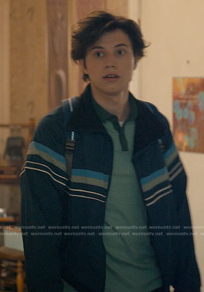 Felix's blue striped windbreaker jacket on Love Victor