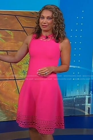 Ginger's pink laser cut sleeveless dress on Good Morning America