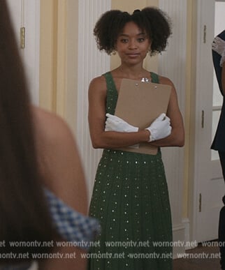 Nicole's green embellished dress on The Summer I Turned Pretty