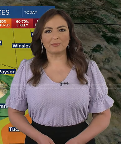 Iris Hermosillo's lilac swiss dot top on Good Morning America