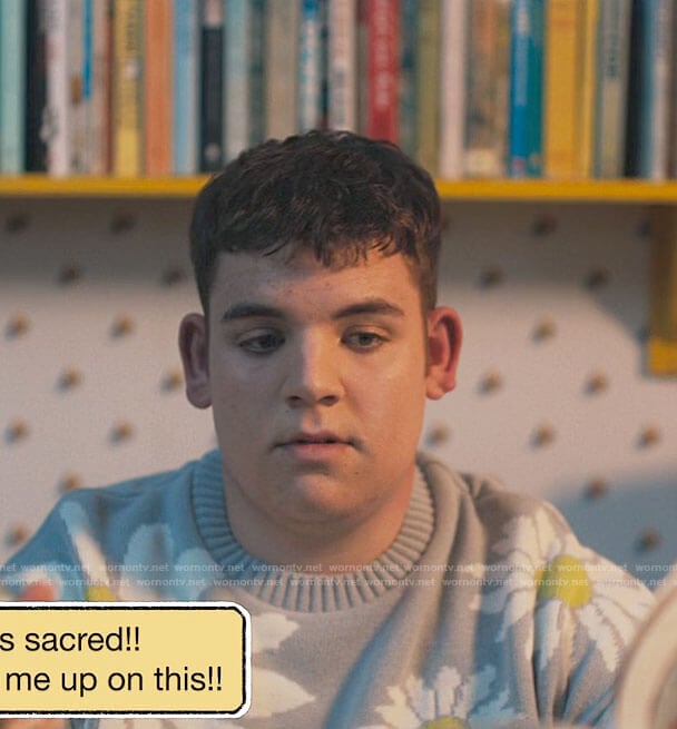 Isaac's daisy print sweater on Heartstopper