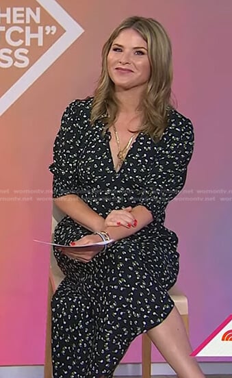 Jenna's black floral v-neck midi dress on Today
