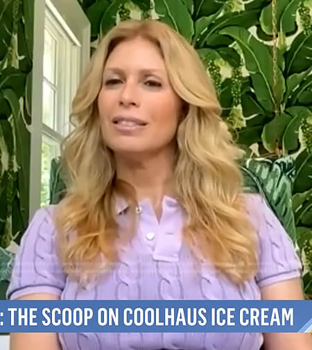 Jill's lilac cable knit polo top on Today