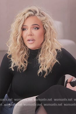 Khloe's black turtleneck bodysuit on The Kardashians