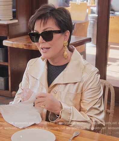 Kris's black Fendi logo catsuit on The Kardashians