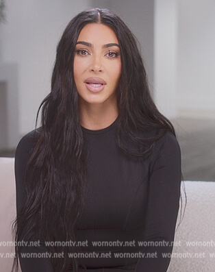 Kim's black fitted top on The Kardashians