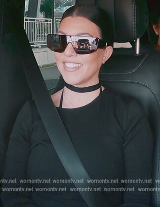 Kourtney's black shield sunglasses on The Kardashians