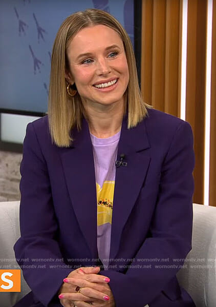 Kristen Bell's purple flower t-shirt on CBS Mornings