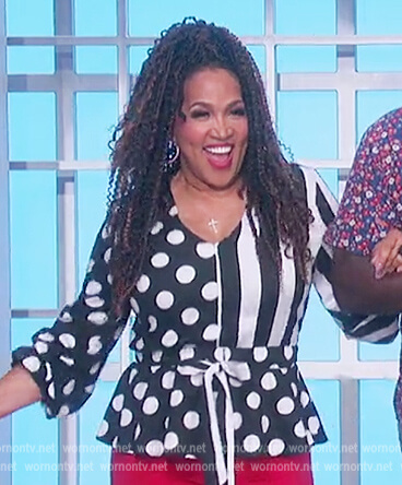 Kym Whitley's polka dot print top on The Talk