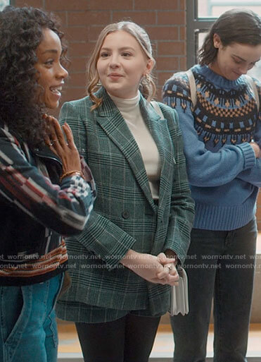 Lake's green plaid blazer and shorts set on Love Victor