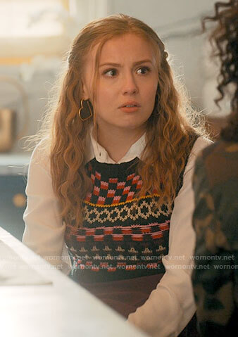 Lake's mixed print sweater vest on Love Victor
