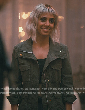 Lila's denim utility jacket on The Umbrella Academy