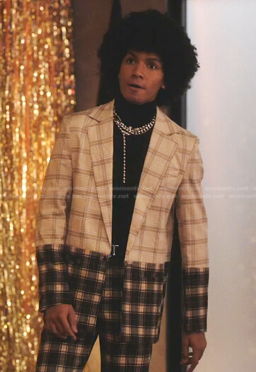 Lino's checked colorblock blazer and pants on Tom Swift