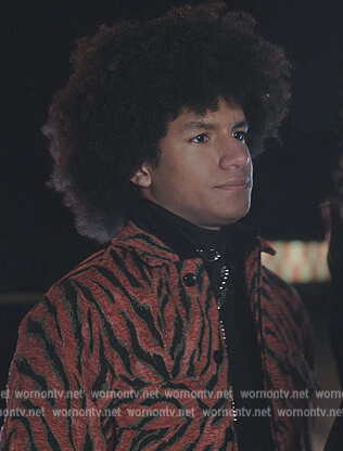 Lino's red tiger stripe jacket on Tom Swift