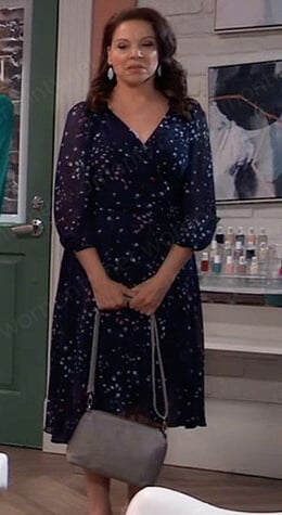 Liesl's blue floral wrap dress on General Hospital