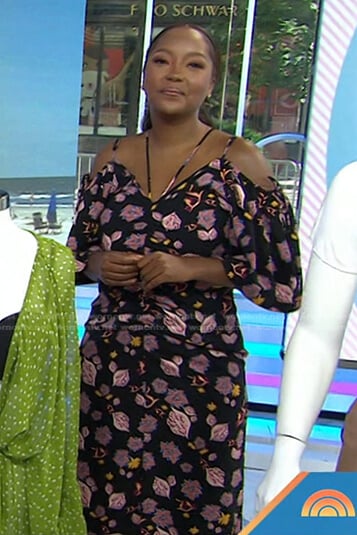 Makho's black floral midi dress on Today