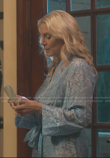 Margot's blue floral robe on First Kill