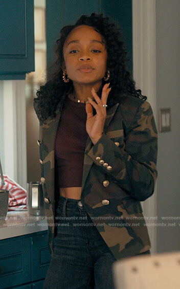 Mia's camo blazer on Love Victor