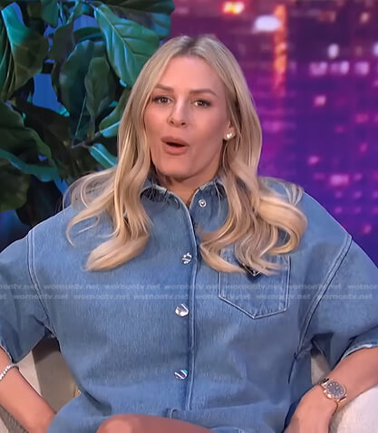 Morgan's denim romper on E! News Nightly Pop