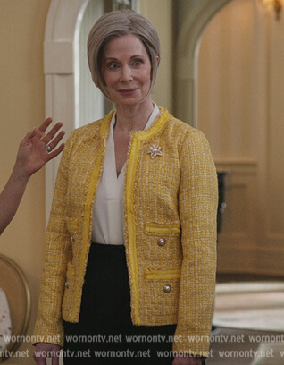 Ms Covington's yellow tweed blazer on The Summer I Turned Pretty