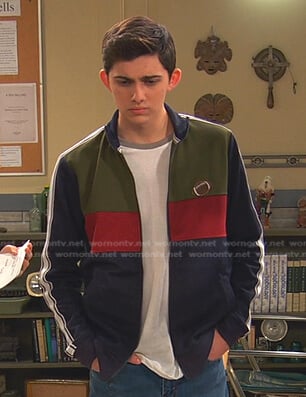Neil's colorblock track jacket on Ravens Home