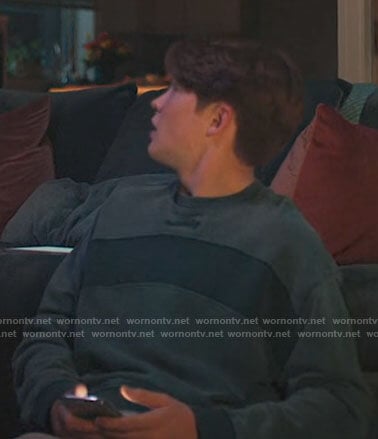 Nick's blue striped sweatshirt on Heartstopper