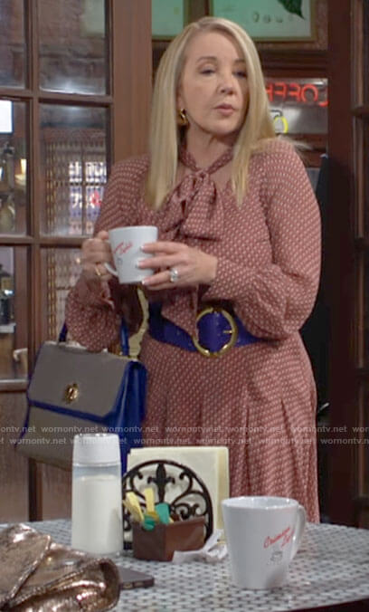 Nikki's polka dot tie-neck dress on The Young and the Restless