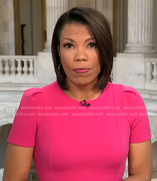 Nikole Killion's pink short sleeve dress on CBS Mornings