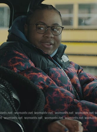 Papa's flame print puffer jacket on The Chi