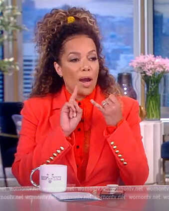 Sunny's orange lace shirt and blazer on The View