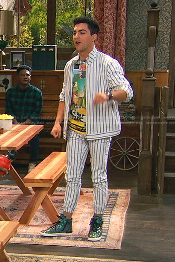Parker's white striped jacket and pants on Bunkd