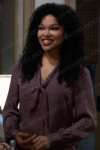 Portia's purple leopard blouse on General Hospital