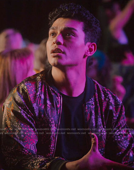 Rahim's floral bomber jacket on Love Victor