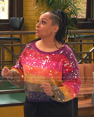 Raven's sequin rainbow seater on Ravens Home