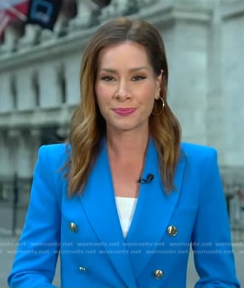 Rebecca's blue double breasted blaer on Good Morning America