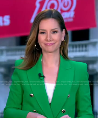 Rebecca's green double breasted blazer on Good Morning America