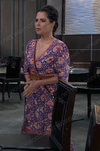 Sam's blue floral print dress on General Hospital