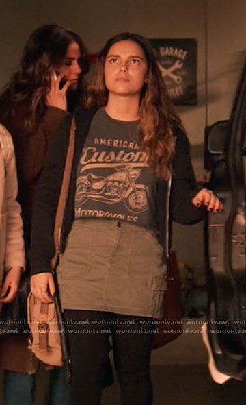 Sarah's motorcycle graphic tee on Superman and Lois