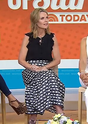 Savannah's black geometric skirt on Today