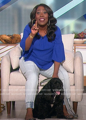 Sheryl's denim jogger's on The Talk